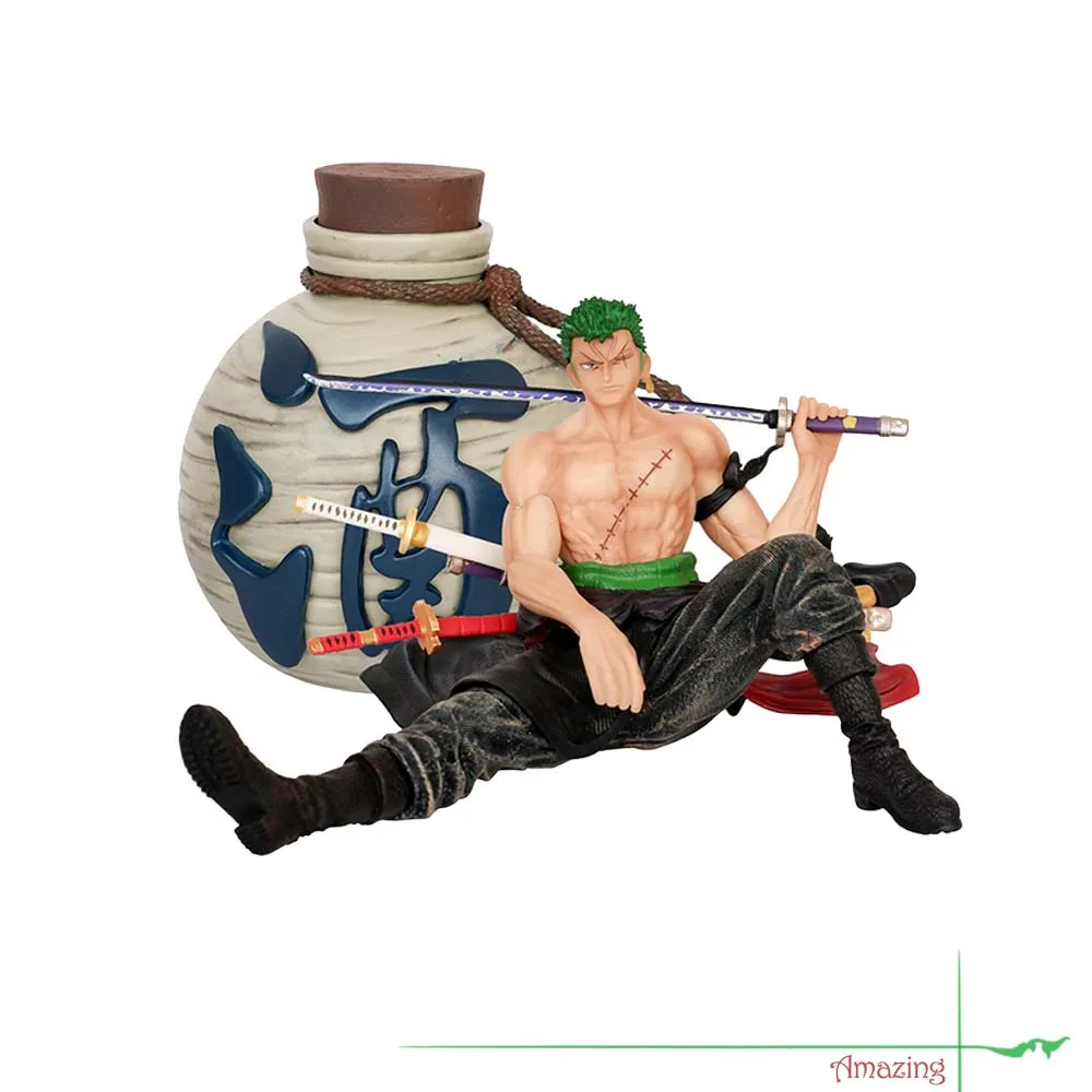 

One Piece Figure Roronoa Drunk Zoro GK Sitting Pose Gift Statue Action Figurines Figura