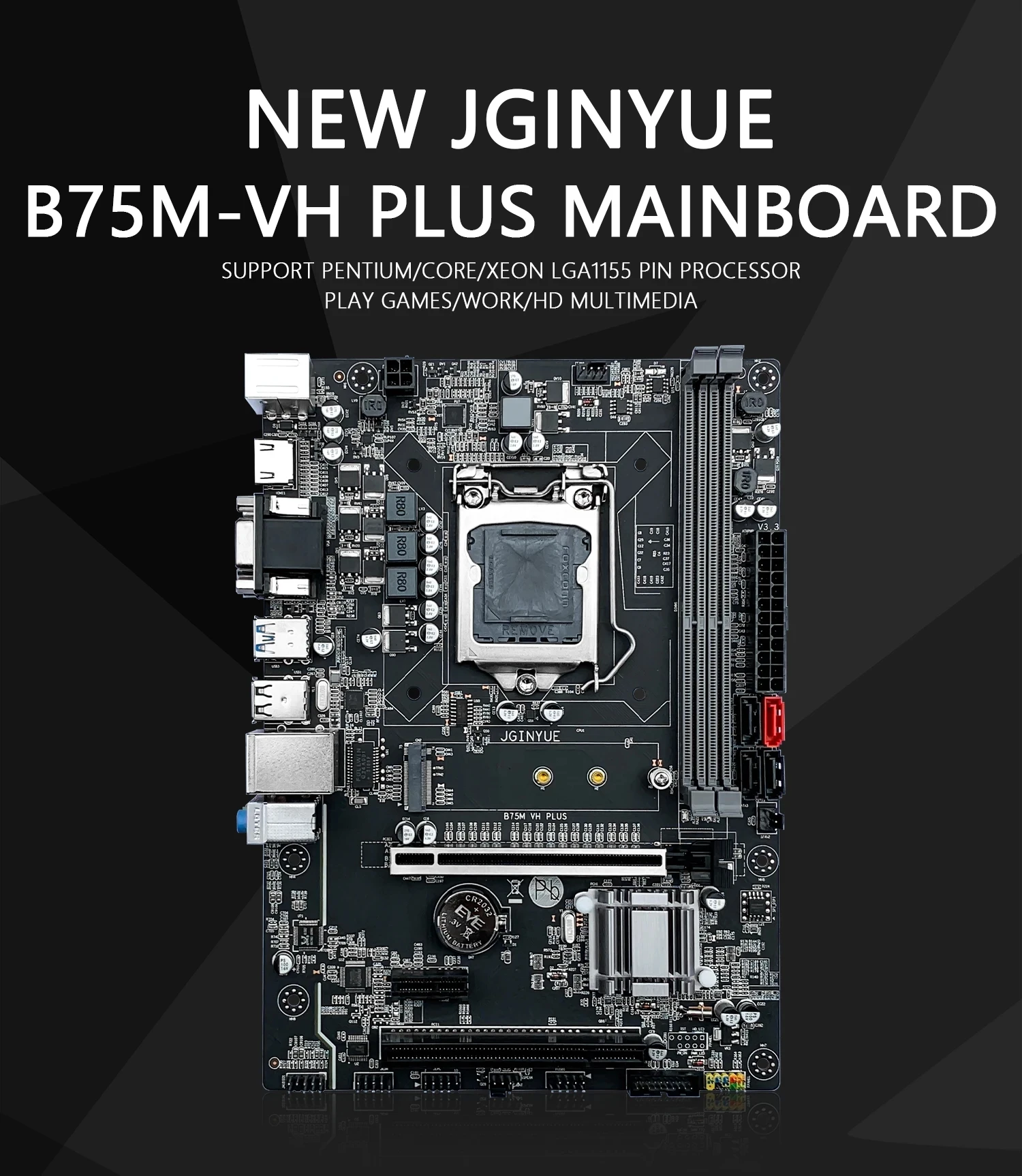 JGINYUE B75 LGA 1155 M-ATX اللوحة الأم Intel i3 i5 i7 E3 CPU DDR3 1600MHz 16GB RAM M.2 NVME SATA USB 3.0 VGA HDMI B75M-VH PLUS