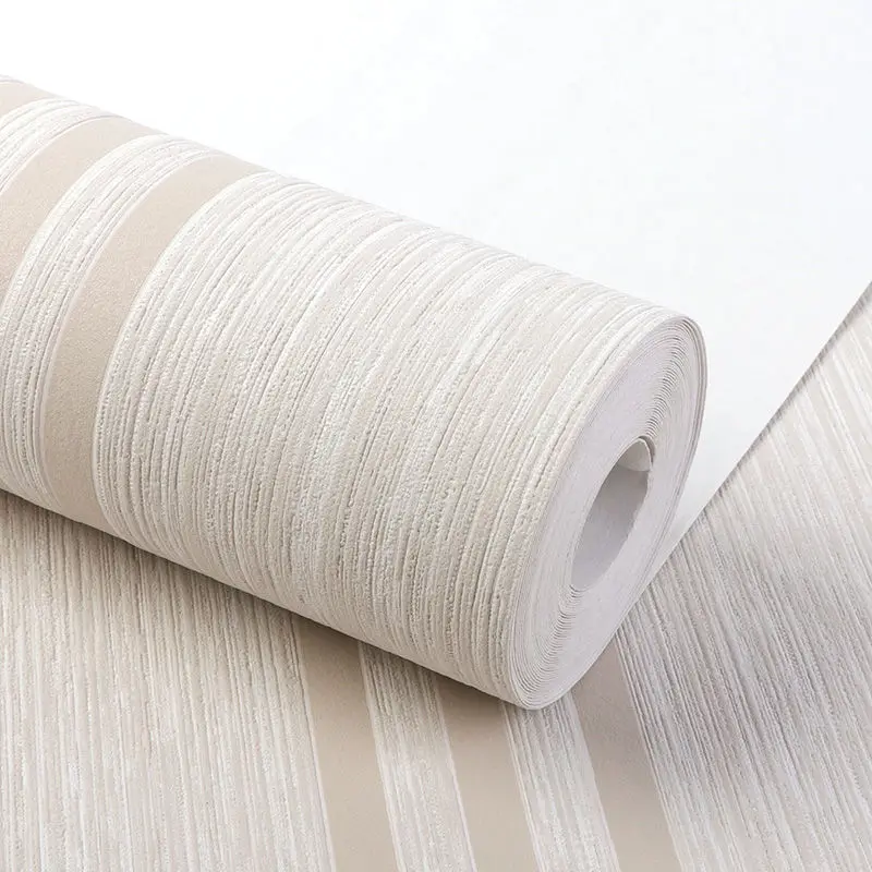 

Non-Woven Stripes Textured Wallpaper 3D Beige Grey Striped Wallpaper Living Room Bedroom Decor Wallcovering Contact Paper