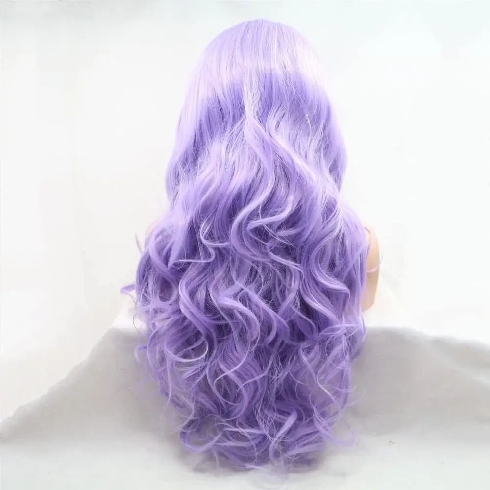 

Sylvia Long Wavy Purple Hair Wig Body Wave Synthetic Lace Front Heat Resistant Fiber Easy Care Styling Wig for Women