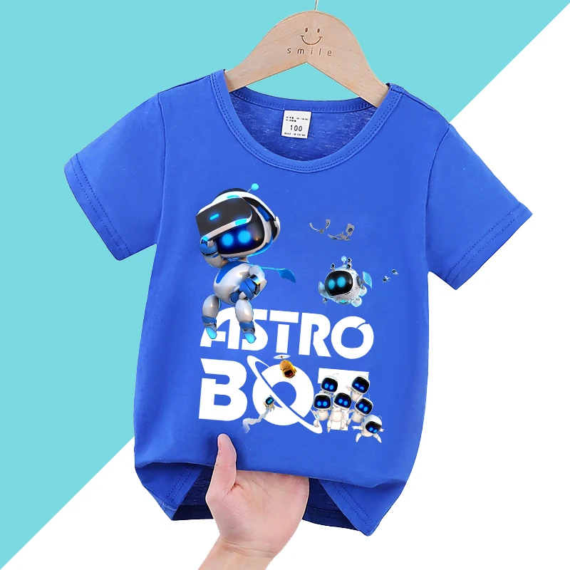 Game Astro Bot T-shirt Kids Short Sleeve Shirts Boys Girls Clothes Fashion Hip Hop Children Clothing Cute Tops Anime Print Tops