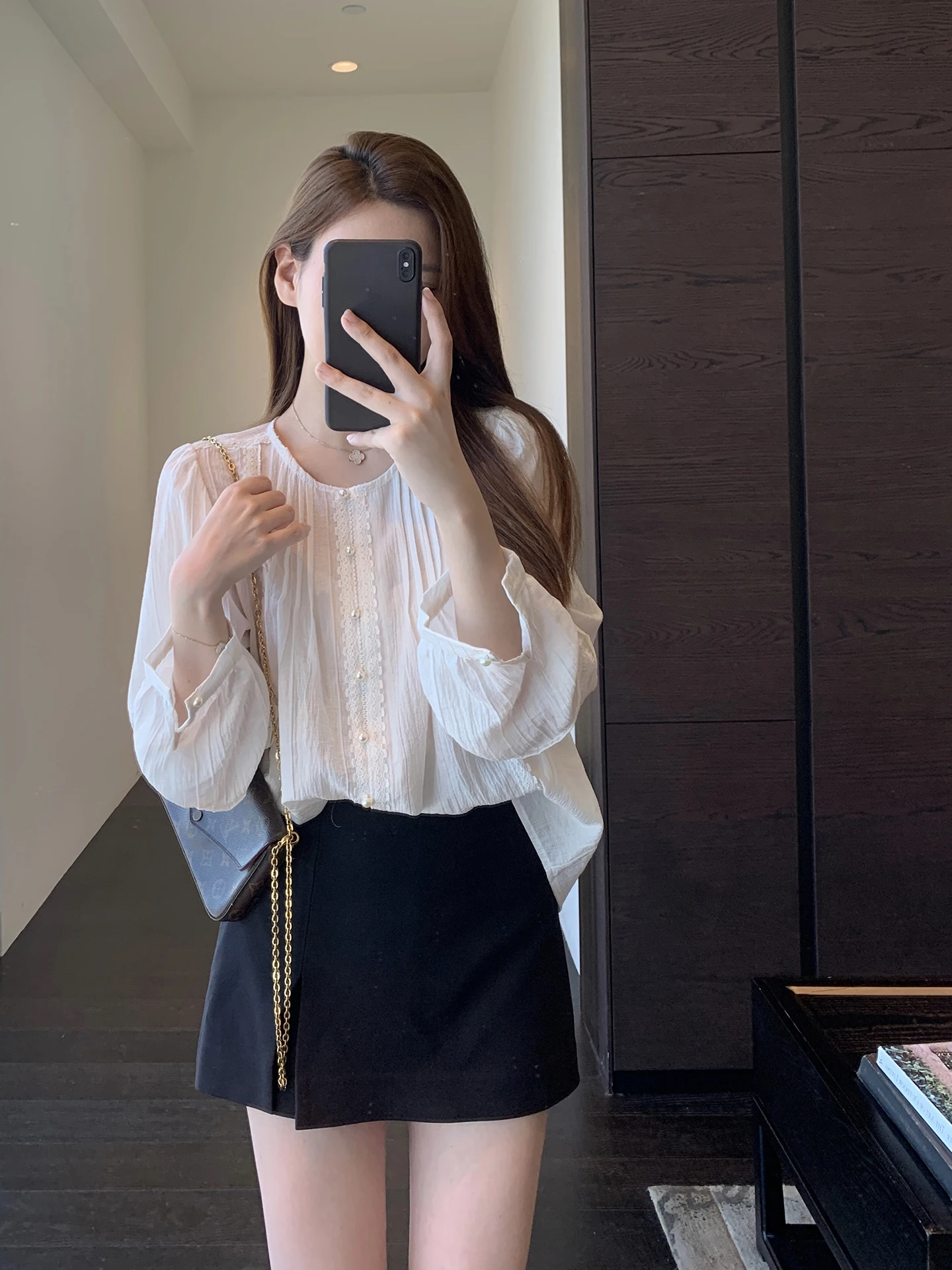 

French Style Lace Splice Loose Slimming Top for Girls Soft Sweet Spring Summer New Arrival Breathable Comfortable Long Sleeve...