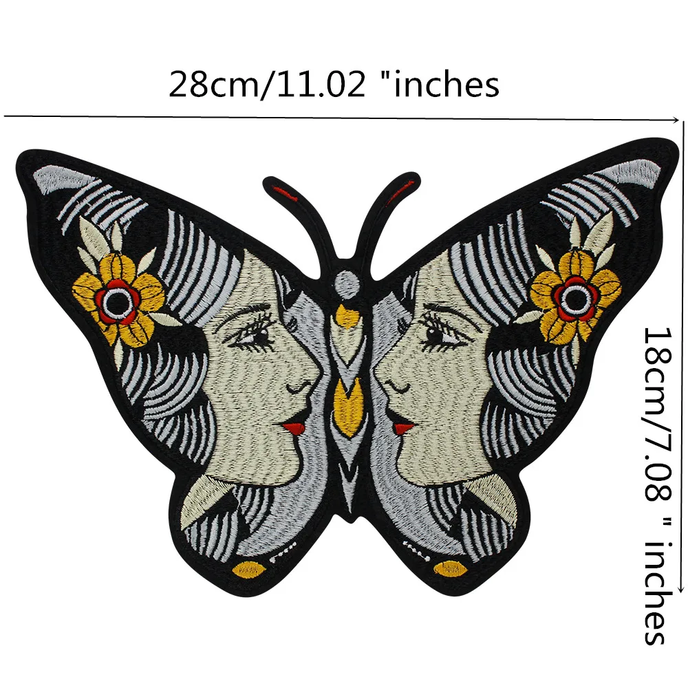 Flower Skull Patch Punk Embroidery Applique Iron on for Clothing Butterfly Heart Beauty Girl DIY Badge