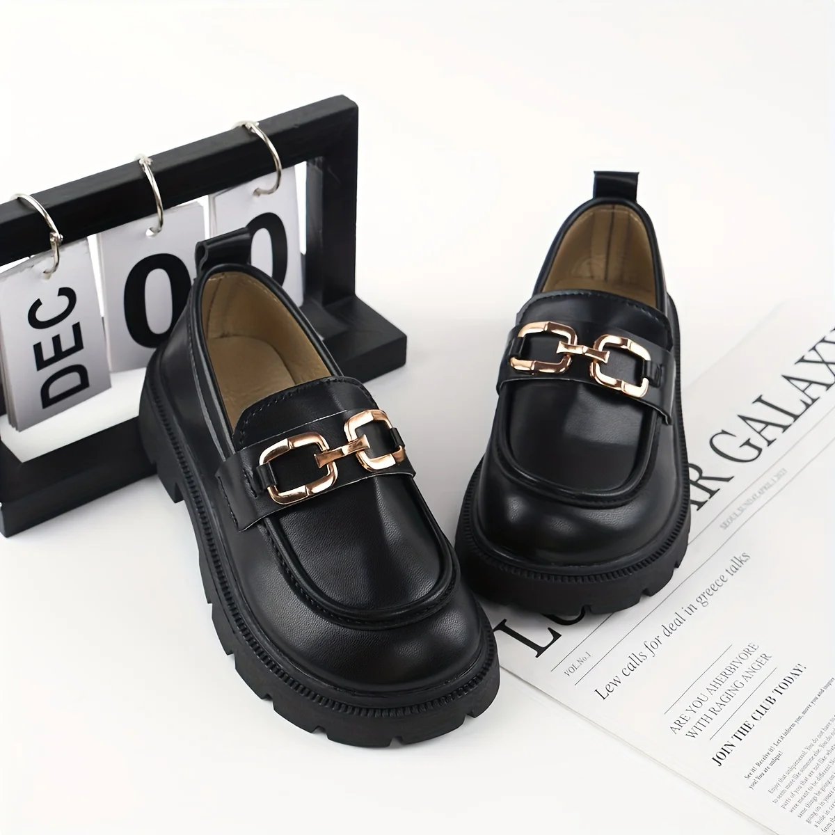Princess British Style Four-Season Loafers for Boys and Girls
