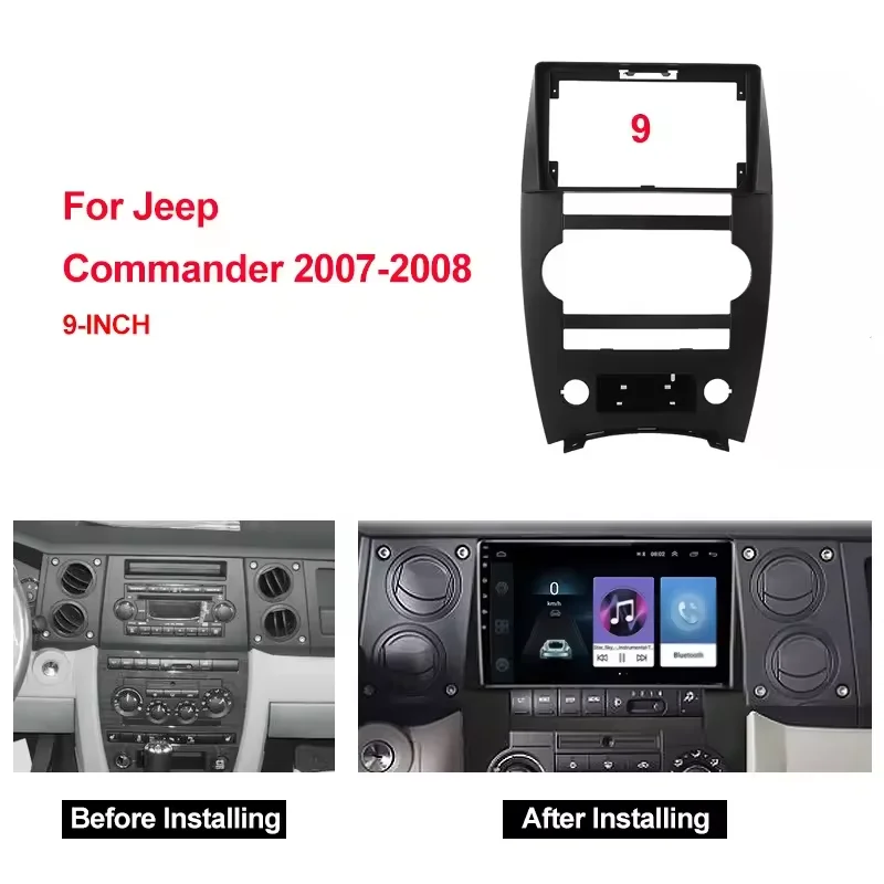 9 inch Car radio Fascias Panel For Jeep Commander 2007-2008 canbus box Wiring harness cable Audio Dash Fit Panel Dash Kit Frame