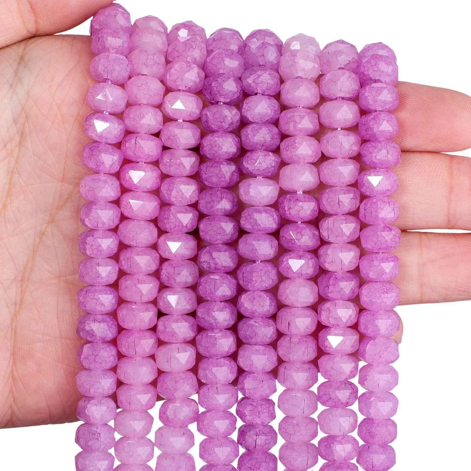 8x5mm Rissmuster Facettierte Glasperlen Bunte Radförmige Glatte Perlen für Schmuckherstellung DIY Halskette Anhänger Zubehör – Detail 10
