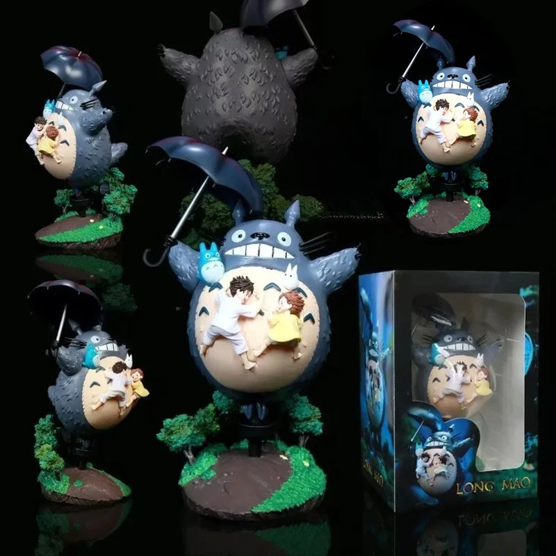 My Neighbor Totoro Niedliche Figur mit Regenschirm, Statue, Ornament, verpackt, Anime-Figur, Sammlerstück, Schreibtisch-Dekoration, Geschenk