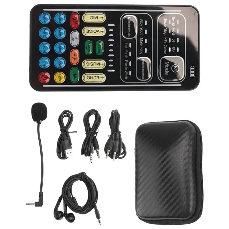 I9 Voice Changer Full Kit Multiple Audio Effect Bluetooth Live Sound Cards Ultra-Thin Portable Live Sound Card Mic Tool Durable view 2