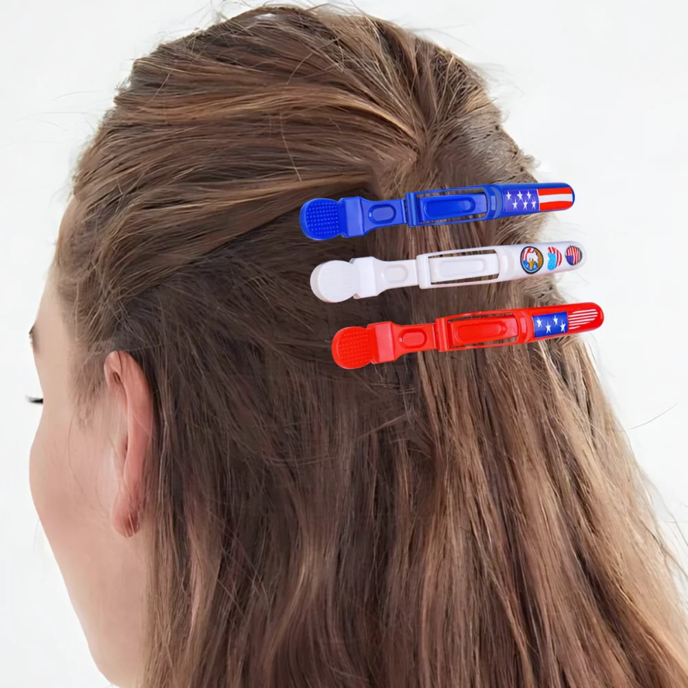USA Flag Patriotic Hairpin Day Hair Clips Fashion Duckbill Barrettes Styling Accessory For Women Hair Decor