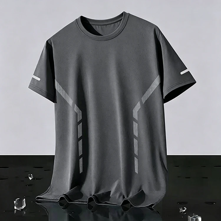 Neue Ice Silk Laufshirts für Herren, lockeres Kurzarm-Oberteil, Basketball-Gym-Sportbekleidung für Männer, Fitness-Workout, atmungsaktives Mesh-T-Shirt – Detail 33