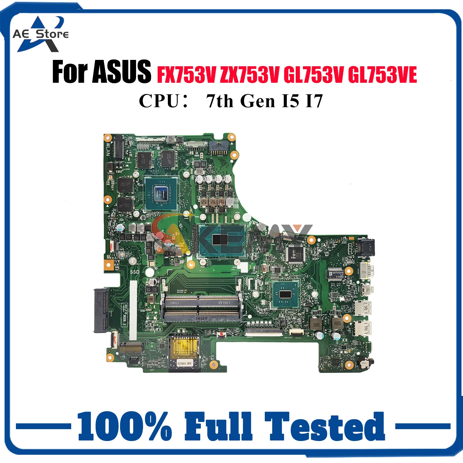 

GL753VD Материнская плата для ноутбука ASUS ROG Strix GL753V GL753VE FX753V GL753VD ZX753V Материнская плата с процессором I5 I7 100% тестирование OK stk