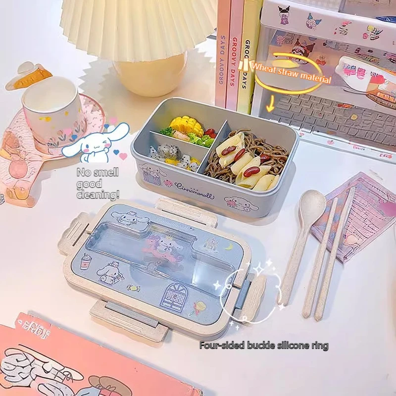 Miniso Sanrio Kawaii Cinnamoroll Kuromi My Melody Cartoon  Cute Heatable Student Lunch Box Large Capacity Eco-Friendly Bento Box