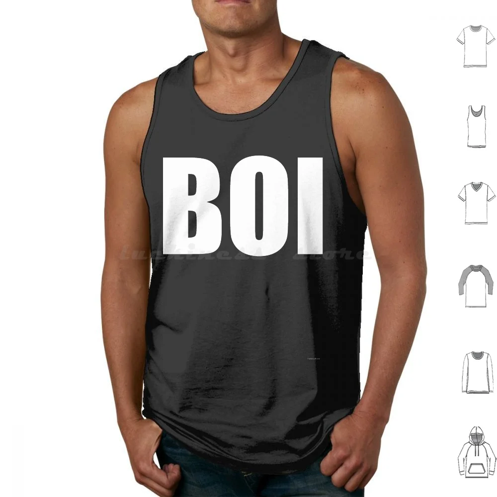 Boi Tank Tops Vest Sleeveless Graphic Grind Black White Goth Death Metal Punk Alternative Nihilism Cool Post Weird Hate