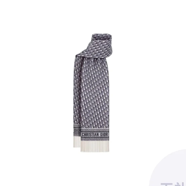 DIOR Cashmere Knit Scarves Unisex Ecru/Navy Blue 25CDO3091093-C540