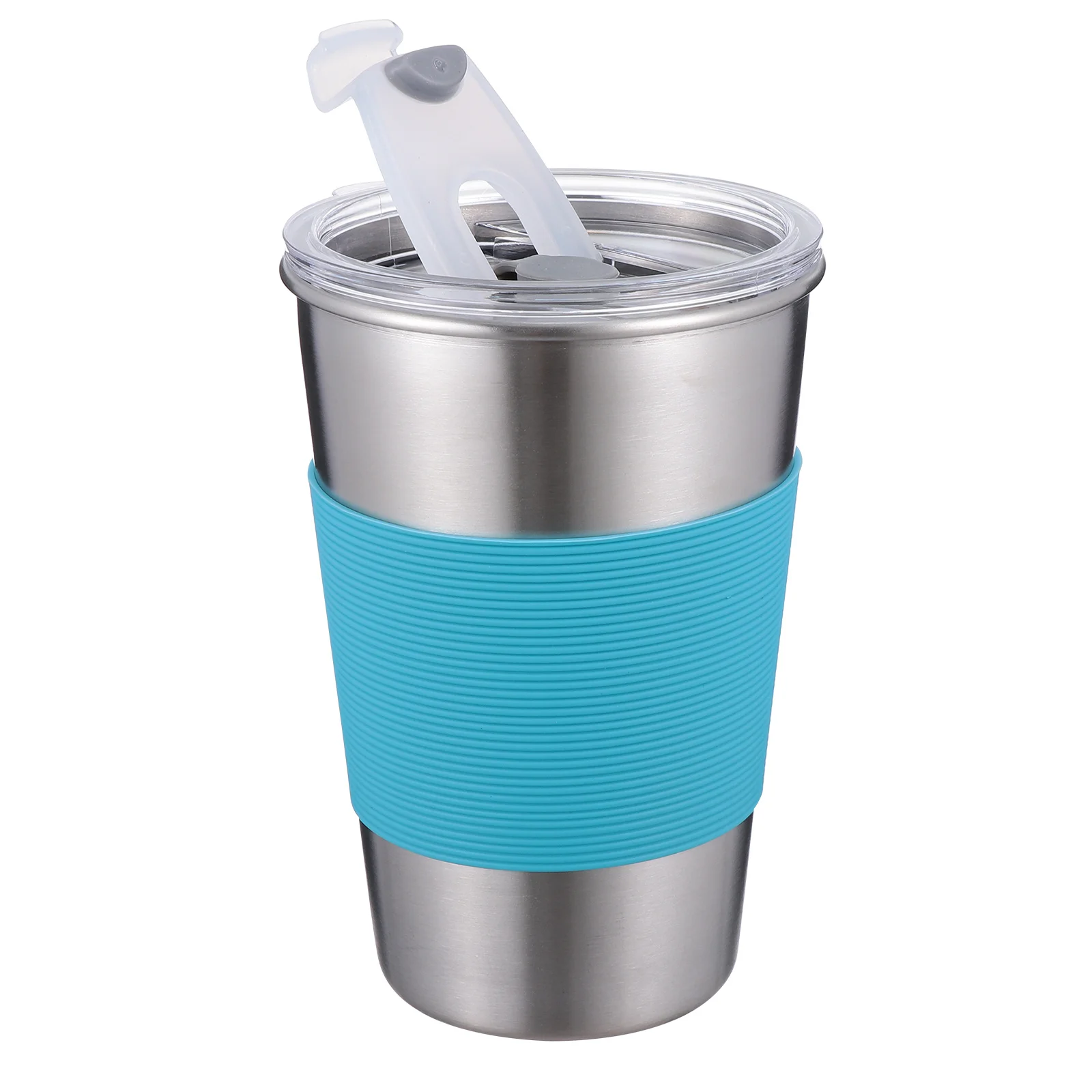 

500ml Stainless Steel Kids Cup with Straw Lid Spill Proof Heat Insulated Sleeve Non-Slip Drink Tumbler Kids Drinking Cup