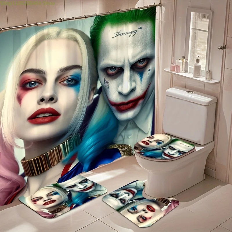 

Набор занавесок для душа Warner Bros из 4 предметов, дизайн с крючками на тему Джокера, 180,09x180,09 см, подходит для ванной комнаты, кемпинга, дома De
