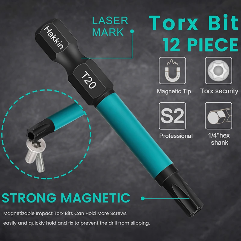 Imagem -04 - Hex Shank Magnetic Tamper-resistant Chave de Fenda Bit Grupo Torx Bit Holder Security Star Bits 55 mm 13 Pcs