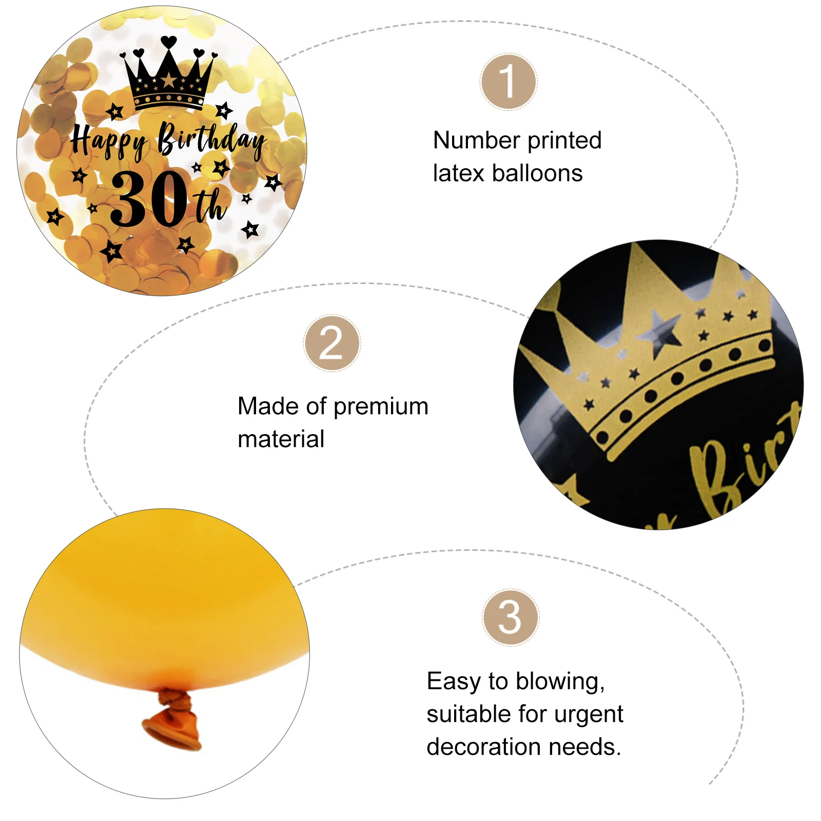 

15pcs Balloon Paper Scrap Set Latex Number Printed Balloons For Birthday Party Supplies Decorative Balloon Decorations