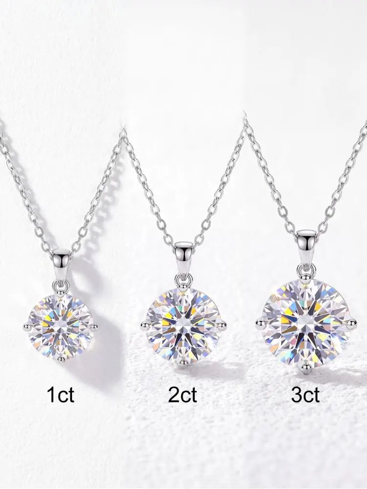 DWJ 1–3 ct echter Moissanit-Diamant-Halskette für Damen, Hochzeit, Alltag, Party, Original, 925er Sterlingsilber, luxuriöser edler Schmuck – Detail 6