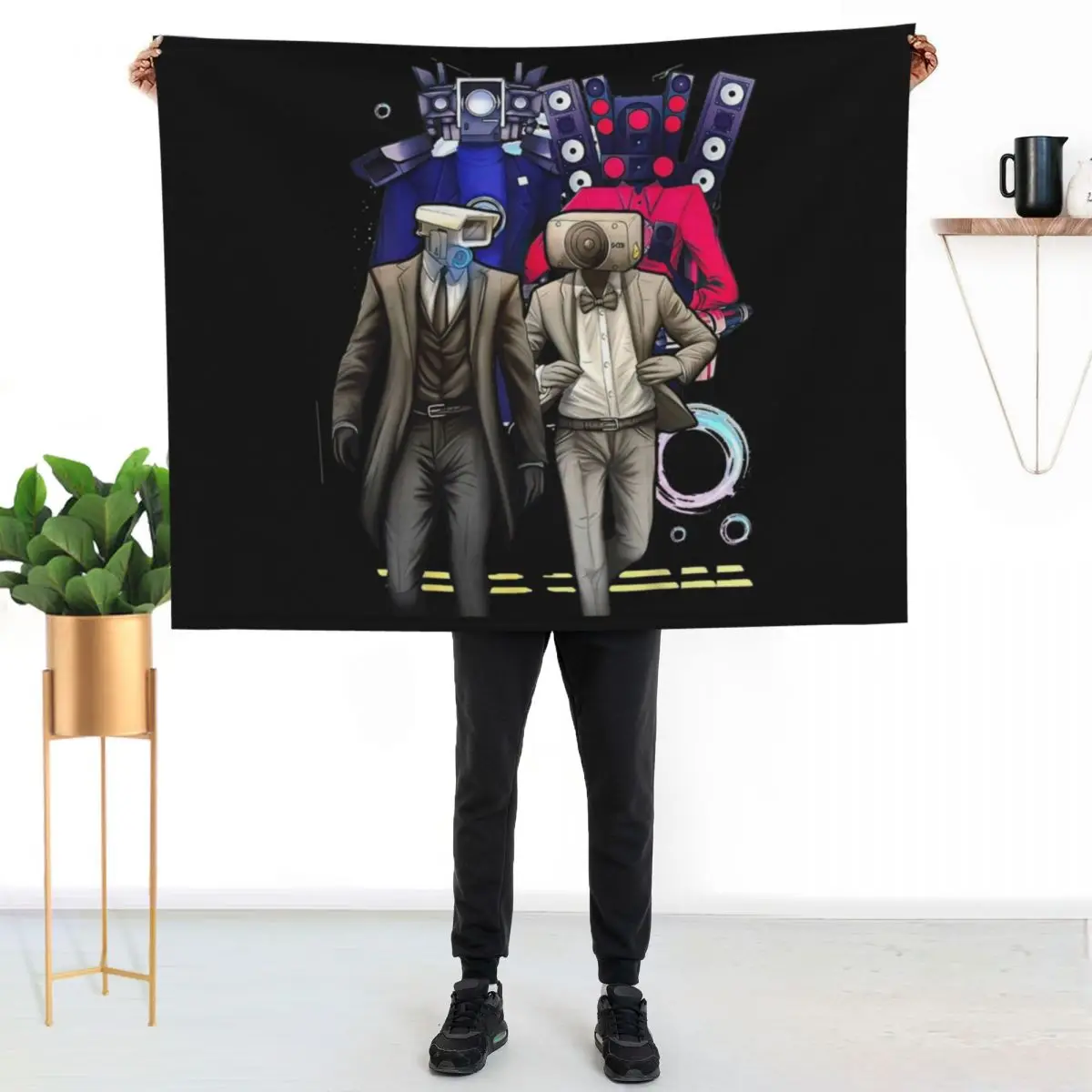 Caméraman and Speákerman Funny Throw Blanket blankets and throws Luxury Throw Hairys for babies Luxury Brand Blankets