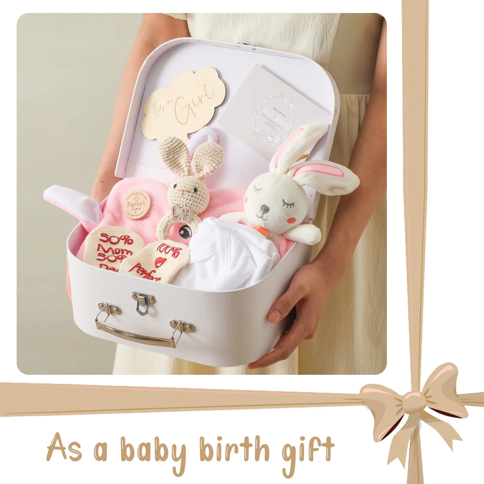 Premium Baby Girl Gift Basket Set - Perfect for Baby Shower Baby Birth, Includes Clothes, Toys & More Photography Accessories