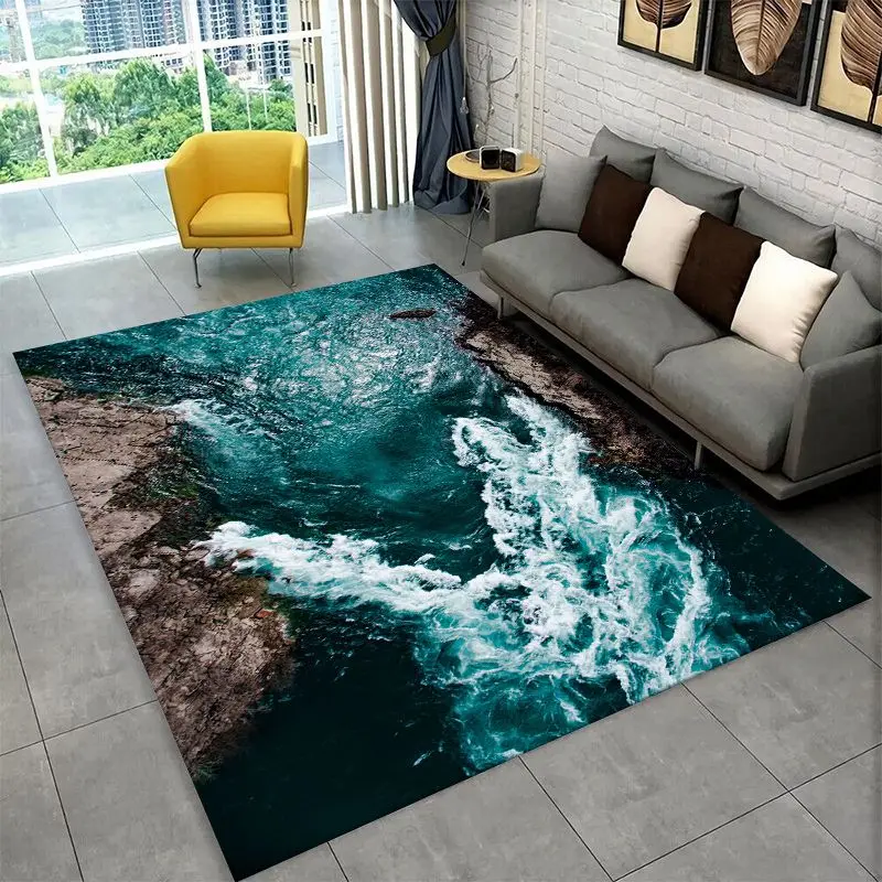 Mystery Sea Water Coastline Beach Reef Large Area Rug Non-slip Carpet for Bedroom Living Room Sofa Doormat Home Decor Floor Mat