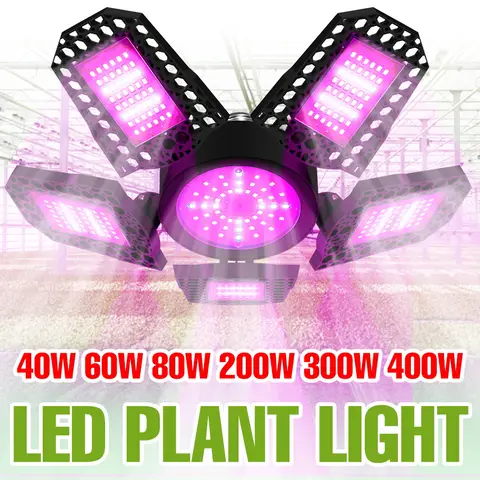 400W Full Spectrum  Grow Light LED Indoor Plant Cultivation Lamp E27 Foldable Greenhouse Tent Vegs Fruits Planting Lightling