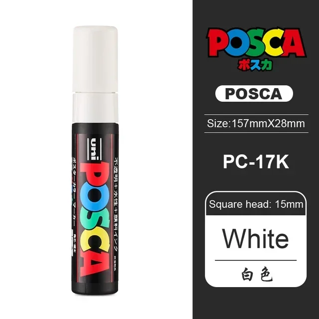UNI POSCA PC-17K Marker Graffiti Verf Pen Art Markers POP Brede Tips 15mm Stof Pen Kunstbenodigdheden Brede kleurmarkeringen