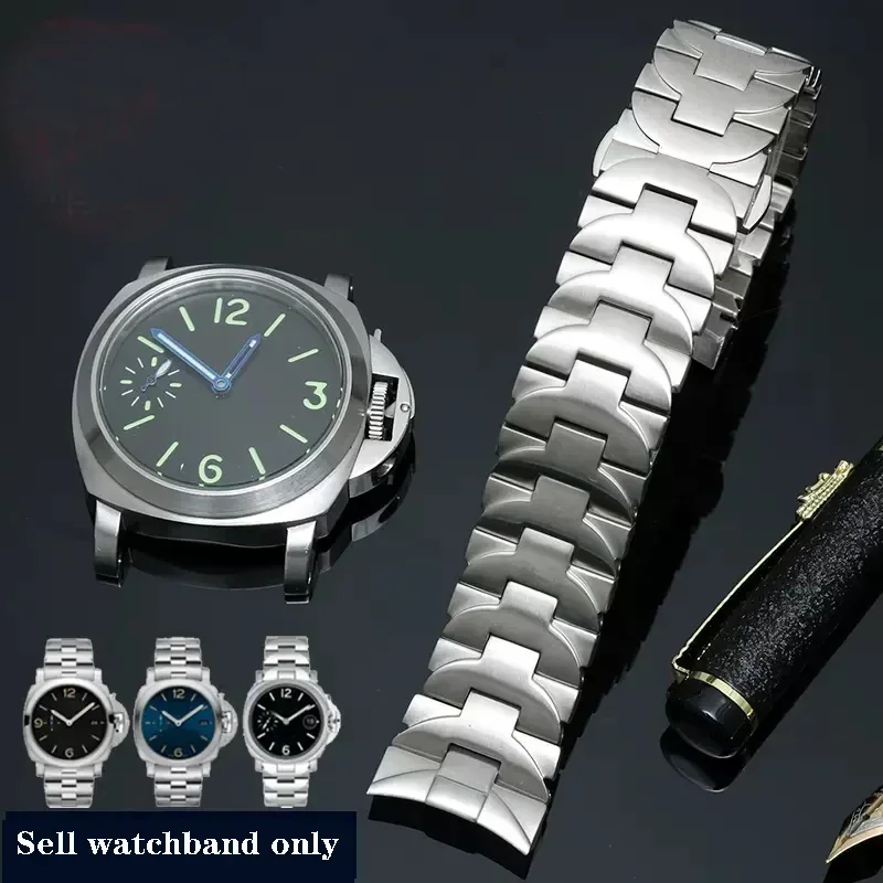 ل بانيراي لومينور سلسلة فضي أسود 24 مللي متر Pam441111 مكافحة الصدأ جودة عالية الصلبة الفولاذ المقاوم للصدأ حزام ساعة اليد الرجال سوار