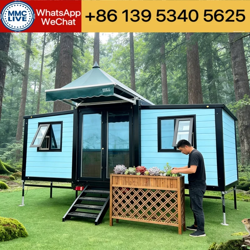 

Prefabricated expandable container houses, 20 feet and 40 feet, 2, 3, and 4 bedrooms, capsule rooms with gardens.