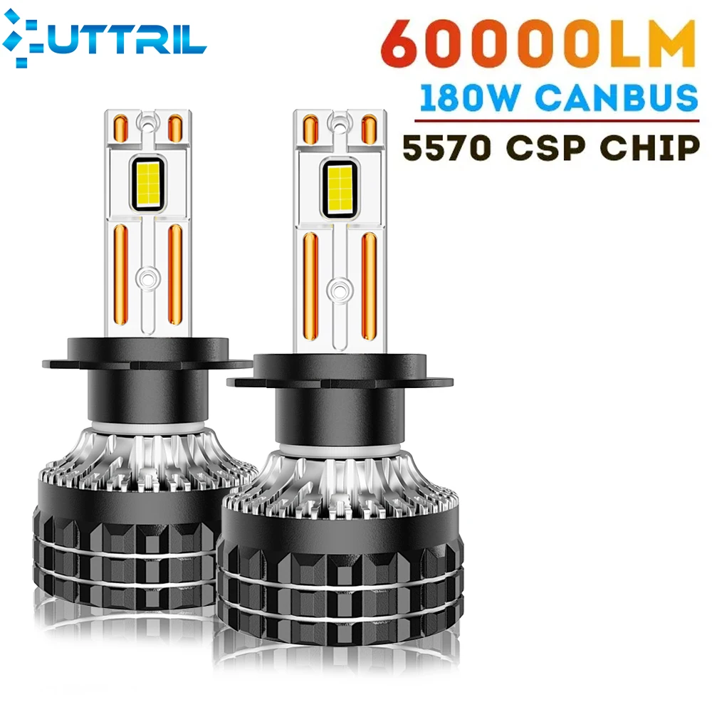 Uttril K5C H7 LED 60000LM Headlights Canbus 6000K H1 H4 H11 H8 H9 9005 9006 HB3 HB4 High Power 6000K 5570 CSP Chips 12V