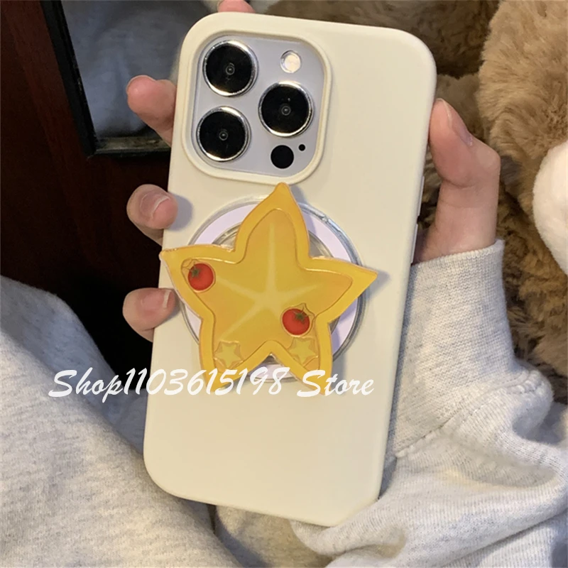 

Korean Cute Quicksand Shake Carambola Magnetic Holder Phone Grip Tok GripTok Stand Support For iPhone 16 For Magsafe Accessories