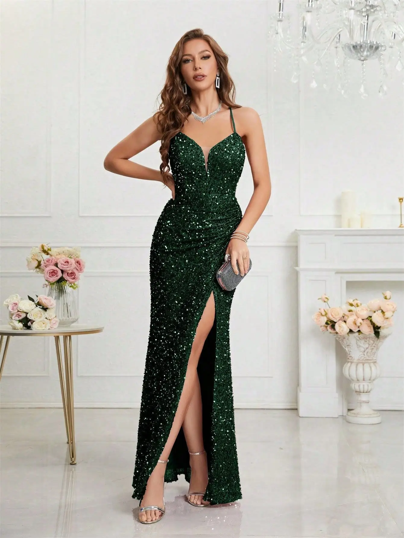 Vestidos Largos Vestidos De Fiestas Elegantes Mujer Vestido De Gala Noche Mujer Evening Dress Green Dress For Christmas Year-End