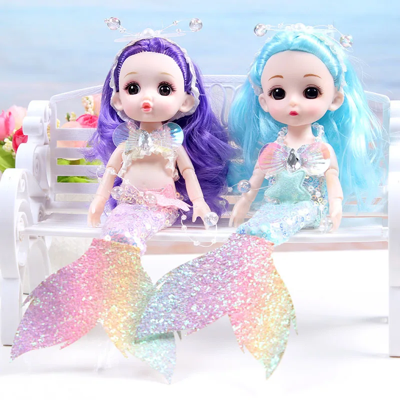 24ซม.Sequined Mermaid ตุ๊กตาเสื้อผ้า Headdress ข้อต่อ Movable เจ้าหญิงเด็กผู้หญิงตุ๊กตา Mermaid Dress Up DIY อุปกรณ์เสริมของเล่นของขวัญ