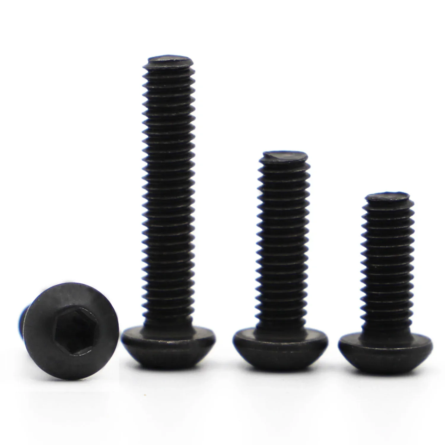 

Hex Screws M2 M2.5 M3 M4 M5 M6 M8 M10 M12 Black Button Head Hex Socket Cap Screw Hexagon Socket Round Head Screw ISO7380