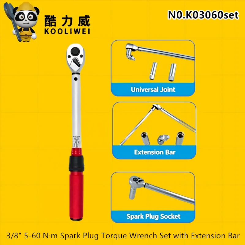 KOOLIWEI K03060set Spark Plug Digital Torque Wrench Set 3/8