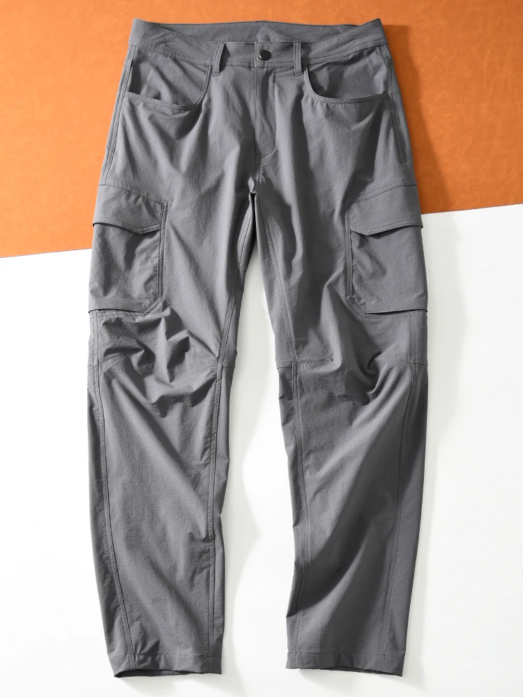 Quick Dry Outdoor Soft  Pants Thin Straight Leg Spring Summer Men's Multi Pocket Workwear Casual Hiking Trousers