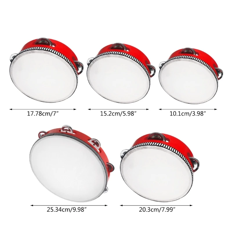 4/6/7/8/10inch Tambourine Drum Children Educational Tambourine Round Percussion For Party Dancing Toy Musical Instrument