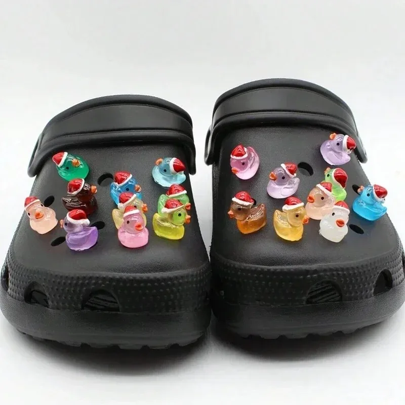 Glow-in-the-dark 3D Duck Shoe Charms Set Christmas Ducks DIY Detachable Buckle Shoe Decorations 14/16 Pcs  Shoe Accessories
