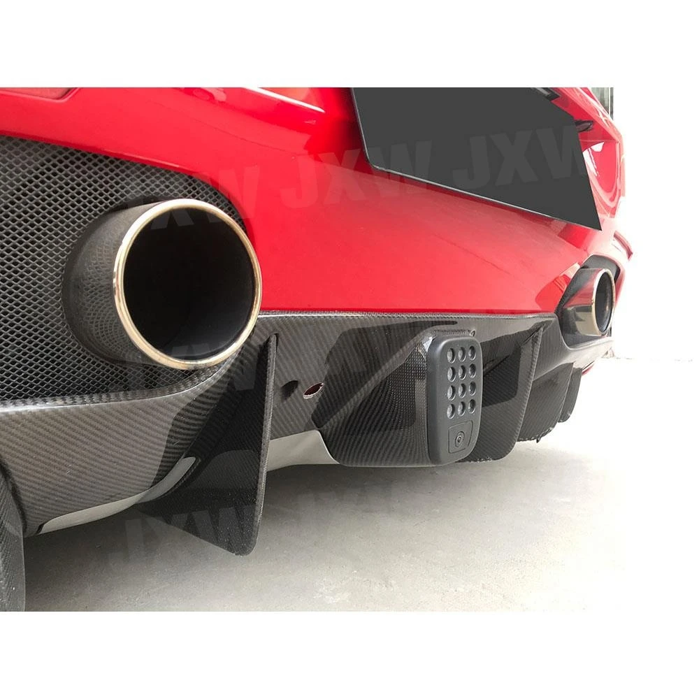JCHEY 1Pc Dry Carbon Fiber Car Rear Bumper Diffuser Cover With Camera Hole Case for Ferrari 488 2015-2018