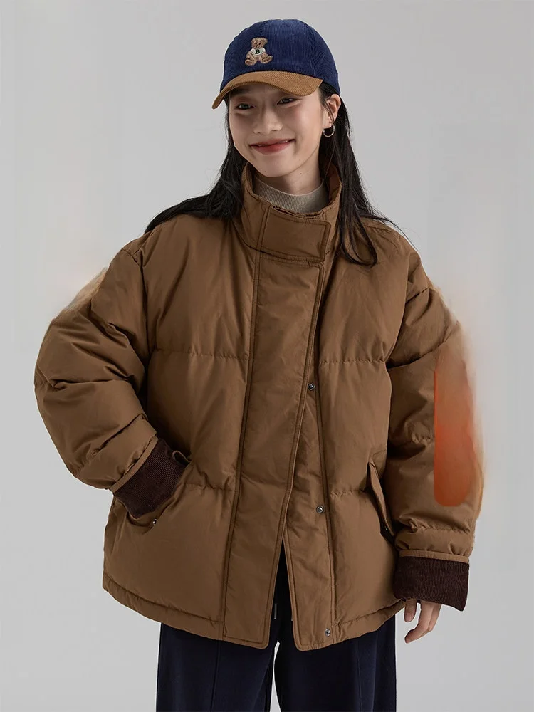 

Dwind 2025 Winter New Women's down Jaet ort Loose Stand Collar Warm Outerwear Commute Sle Korean Version White Du ...