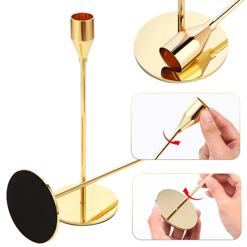 3Pc/Set European Style Metal Candle Holders Fashion Simple Wedding Table Decoration Party Living Room Candlestick Christmas Gift
