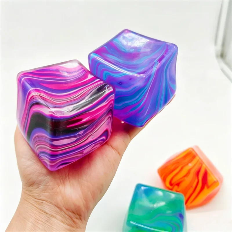 Schylling Needoh Nice Cube Maltose Slow Rebound Squeeze Toy Rhyolite Swirl Solid Mixed Colors Stress Anxiety Relief Toy Gift
