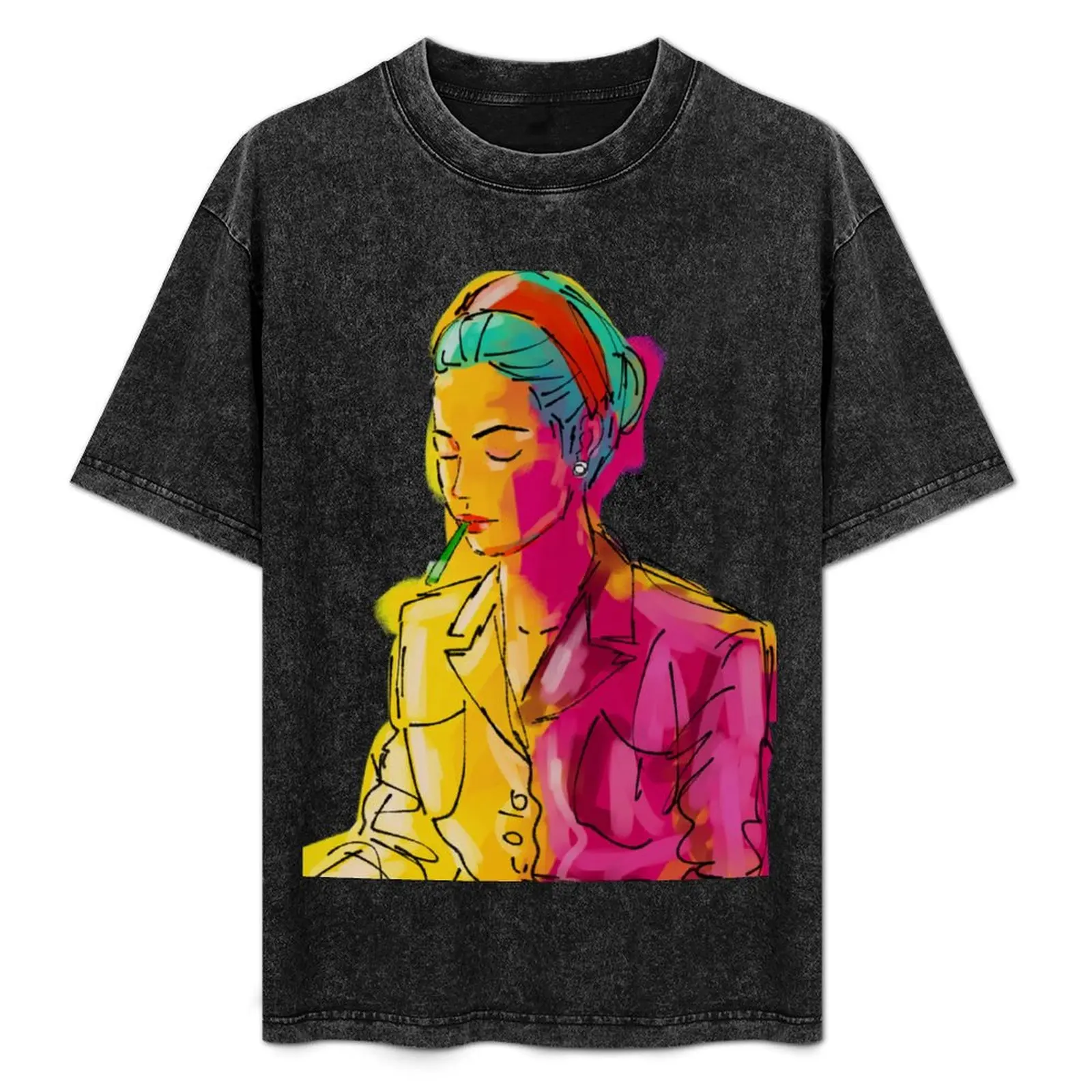 

Simone de Beauvoir black background T-Shirt Plus Size Street Style Tee