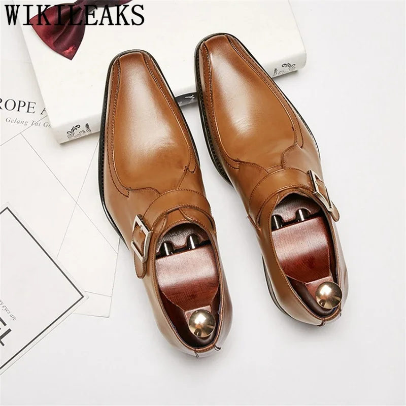 

Monk Strap Shoes Oxford Shoes For Men Black Leather Formal Shoes Men Elegant Pointed Toe Chaussures Homme Luxe Sapato Social