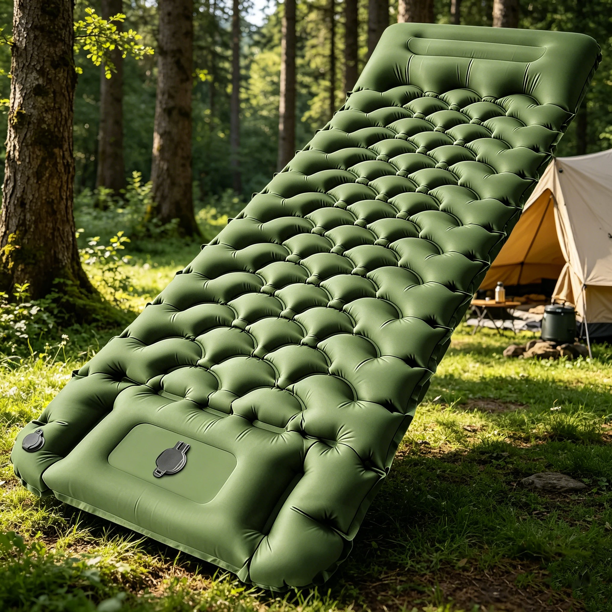 Colchón Inflable con Diseño de Escamas de Pescado 2026, Cama de Aire Portátil con Almohada para Camping, Senderismo y Picnic