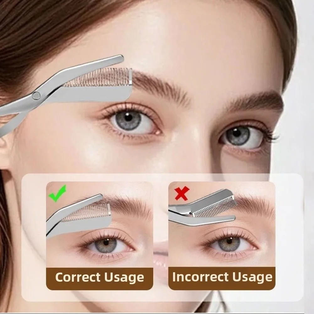 Stainless Steel Eyebrow Scissors with Eyebrow Comb Precision Makeup Scissors Effortless Eyebrow Trimmer For Men Women