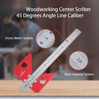 Aluminum Alloy Square Center Scribe Center Finder Scribe Line Gauge Woodworking Measuring Tool with Mark Ruler