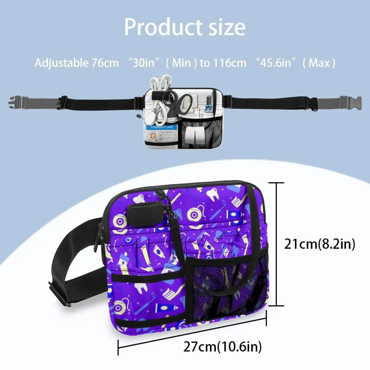 Portable Nurse Fanny Pack Dental Hospital Nursing Tools Print Waist Bag for Stethoscopes Bandage Scissor Practical Hip Bags Gift