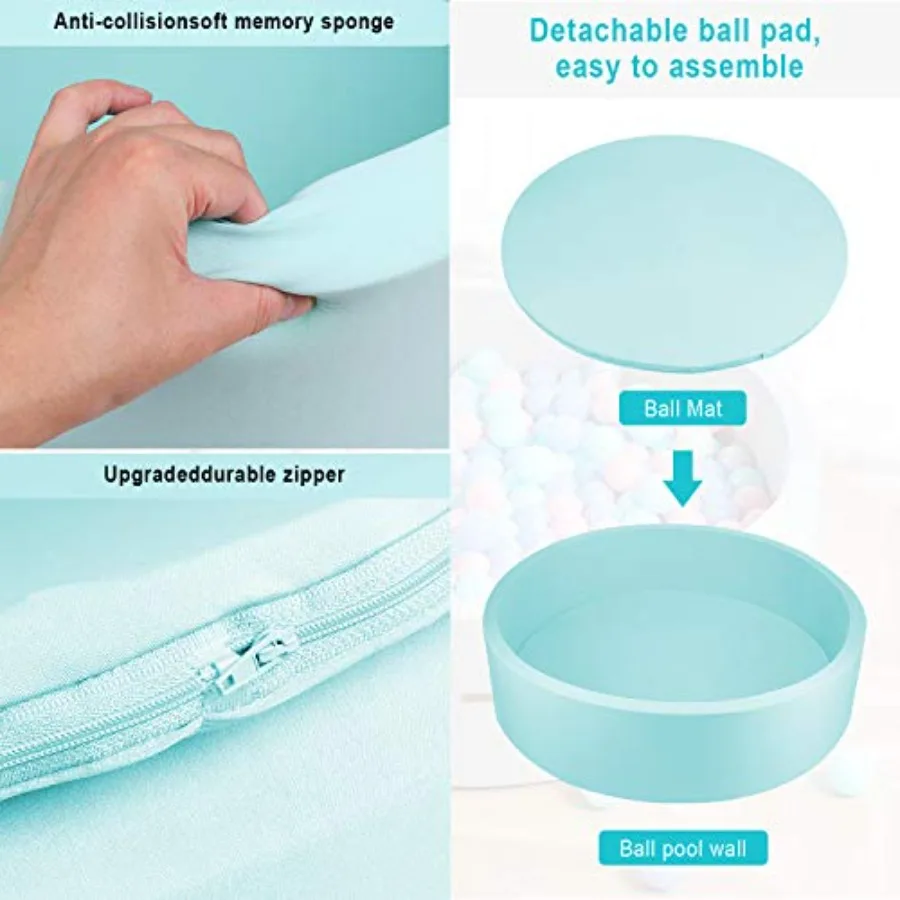 Piscina di Palline Extra Large in Morbida Schiuma 51,2 x 11,8 CM, Senza Palline, Azzurro, per Interni, Recinto per Bambini con Spugna Morbida M